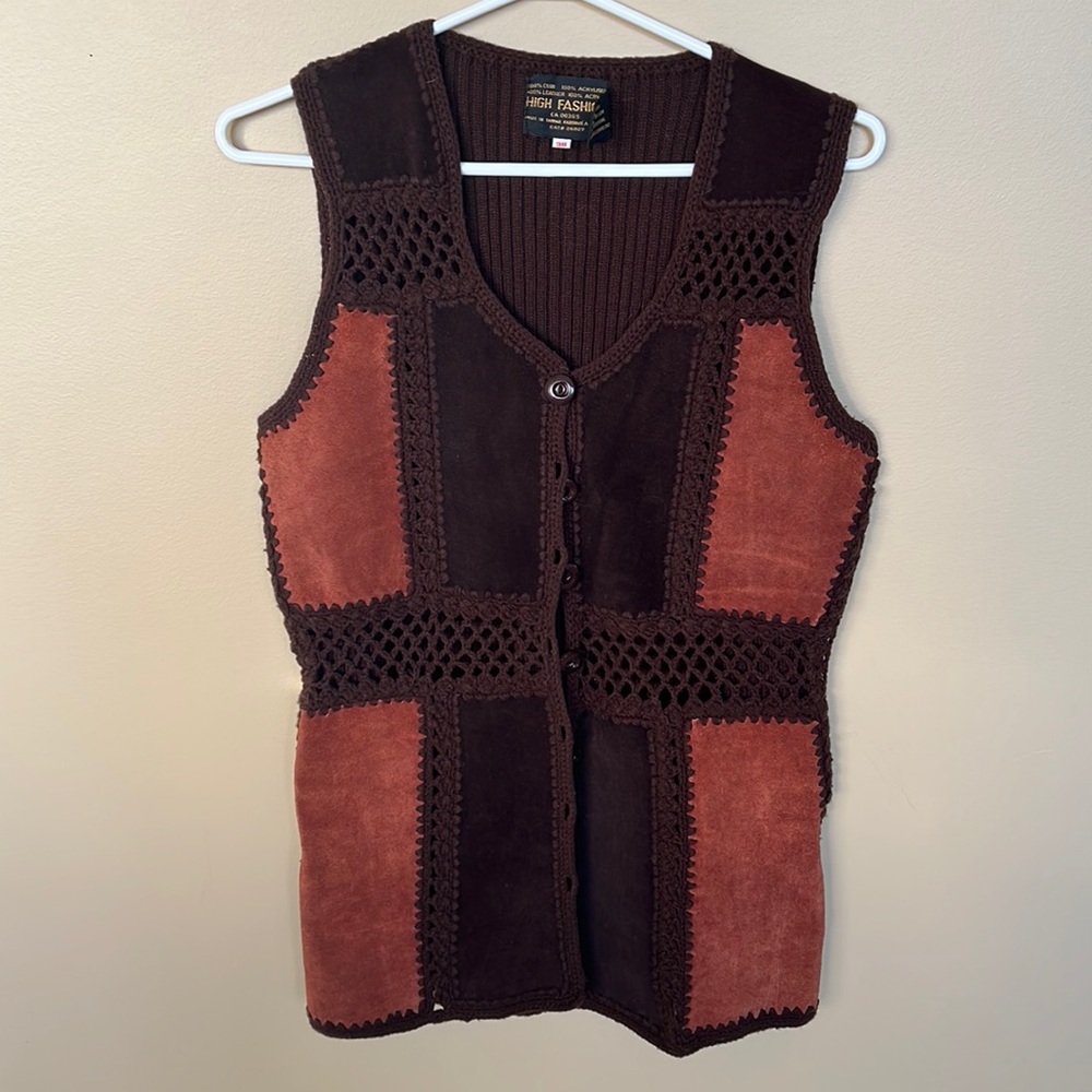 Vintage Leather and Knit Button Vest